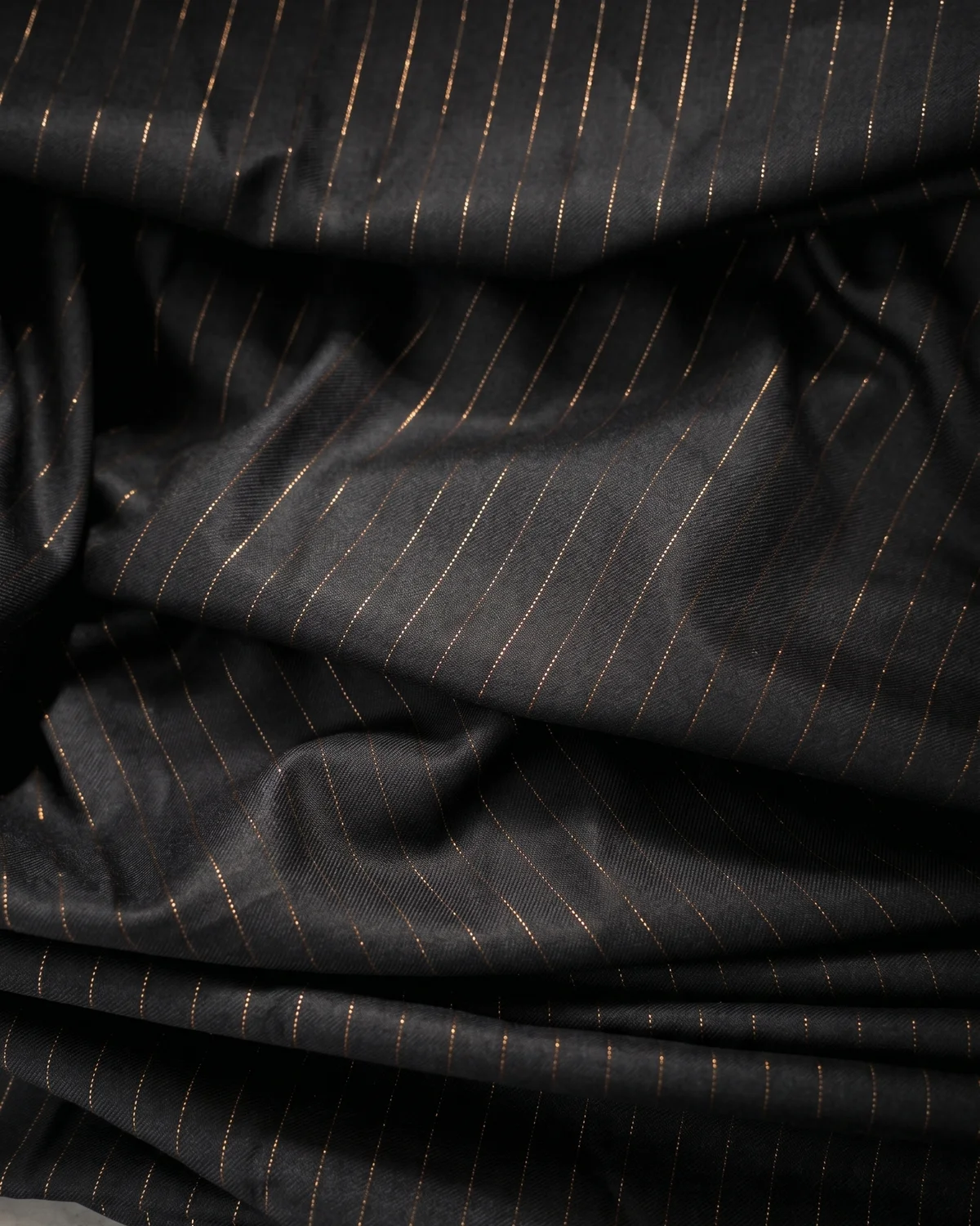 House of Bansilal gold-coated pinstripe suiting fabric