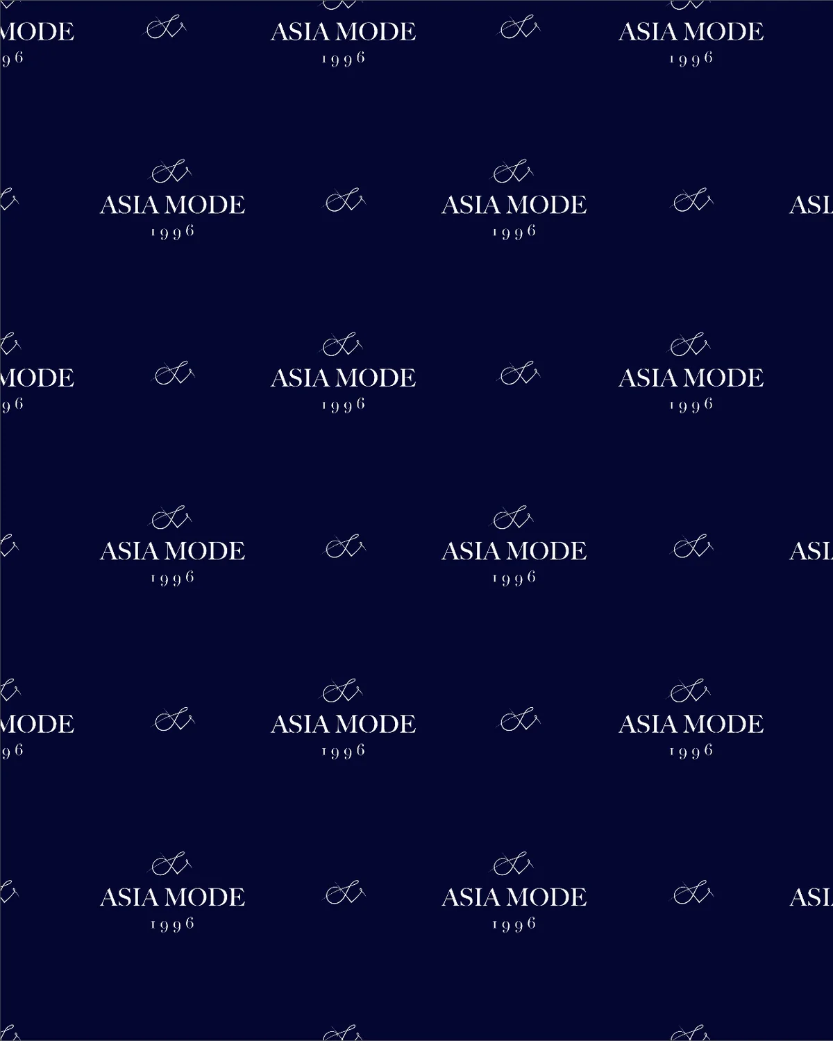 Navy printed logo Astar lining fabric with a repeating custom brand mark