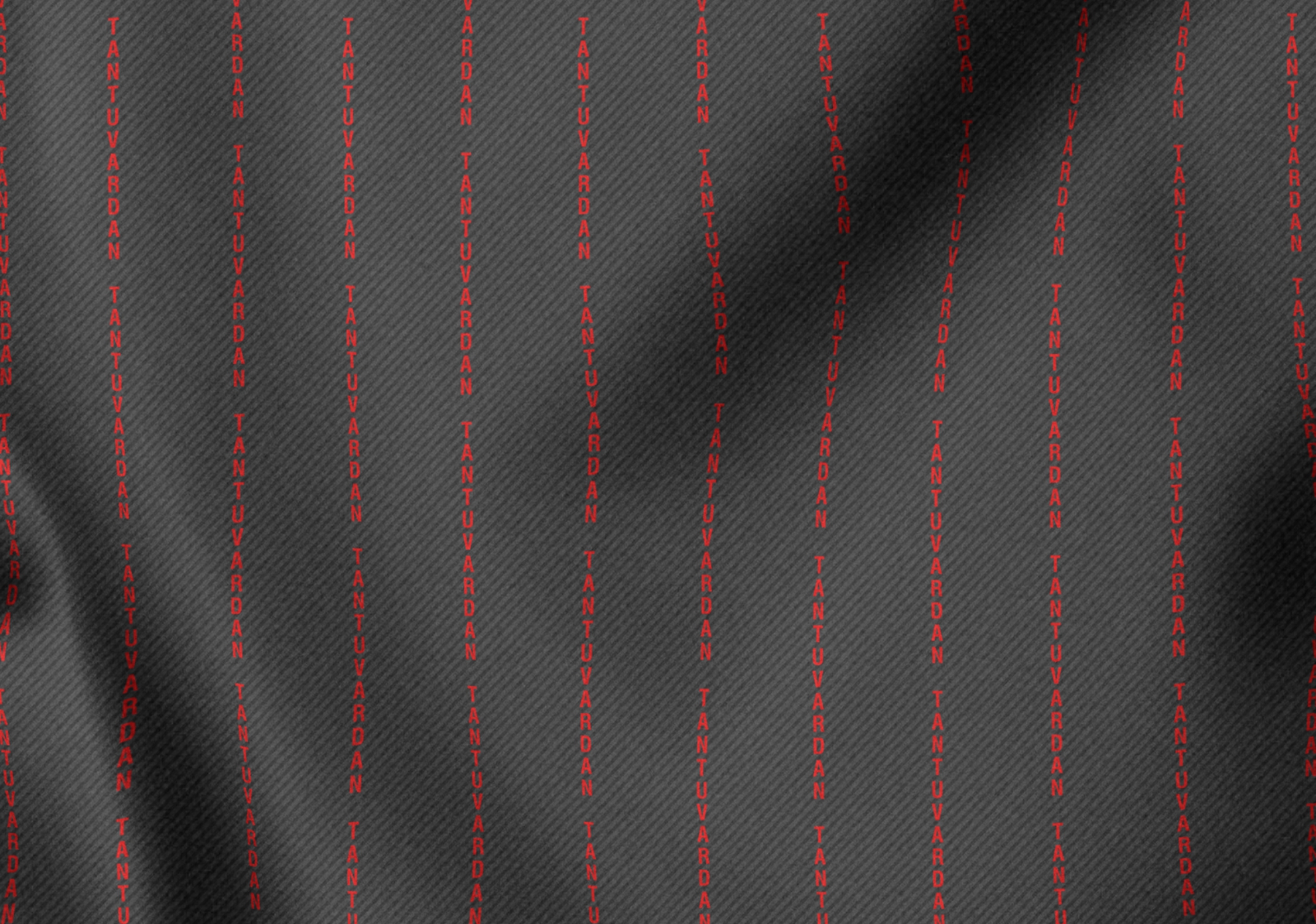 Poly Viscose Charcoal Grey in Red Letters