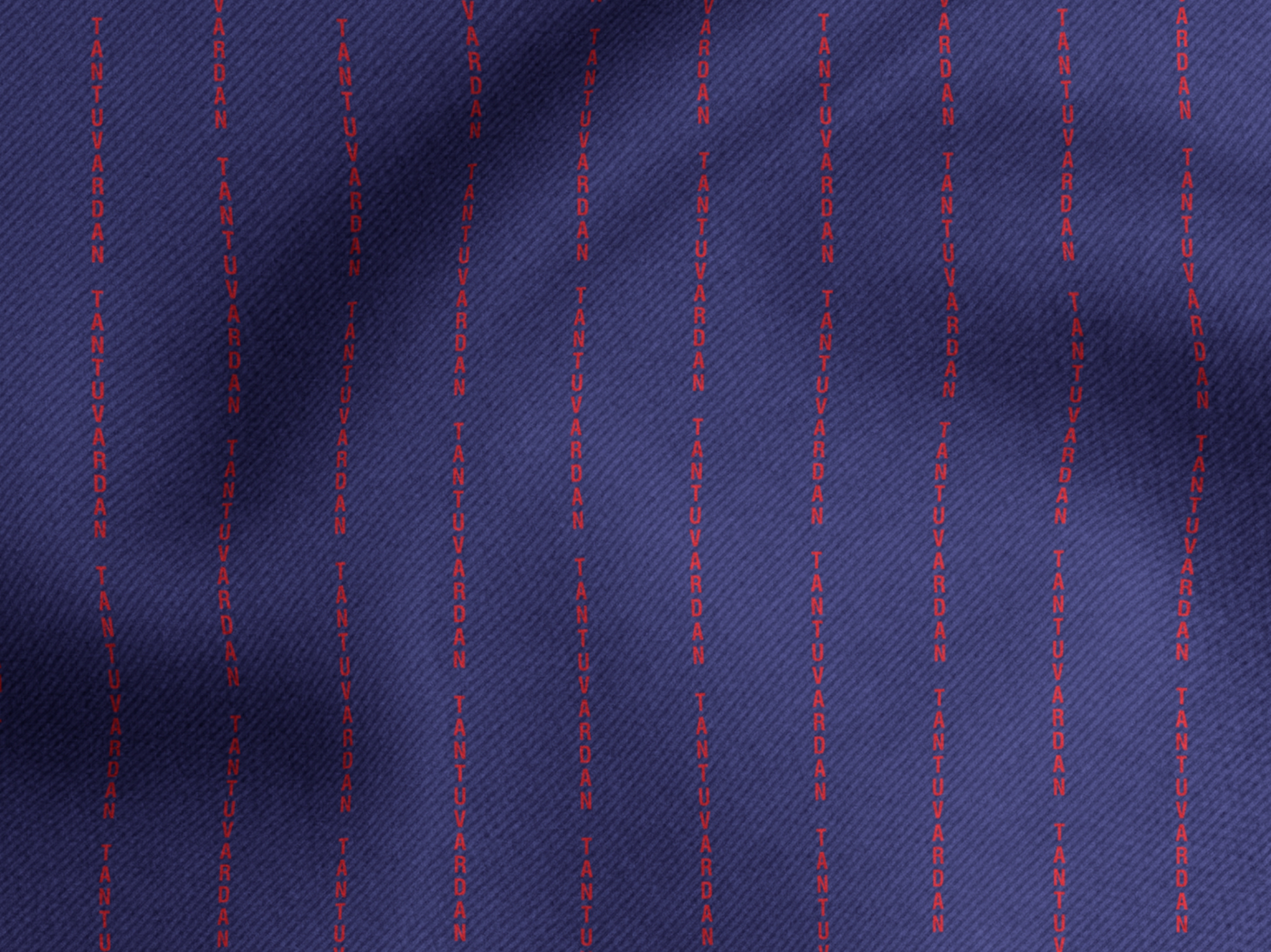 Poly Viscose Royal Blue in Red Letters