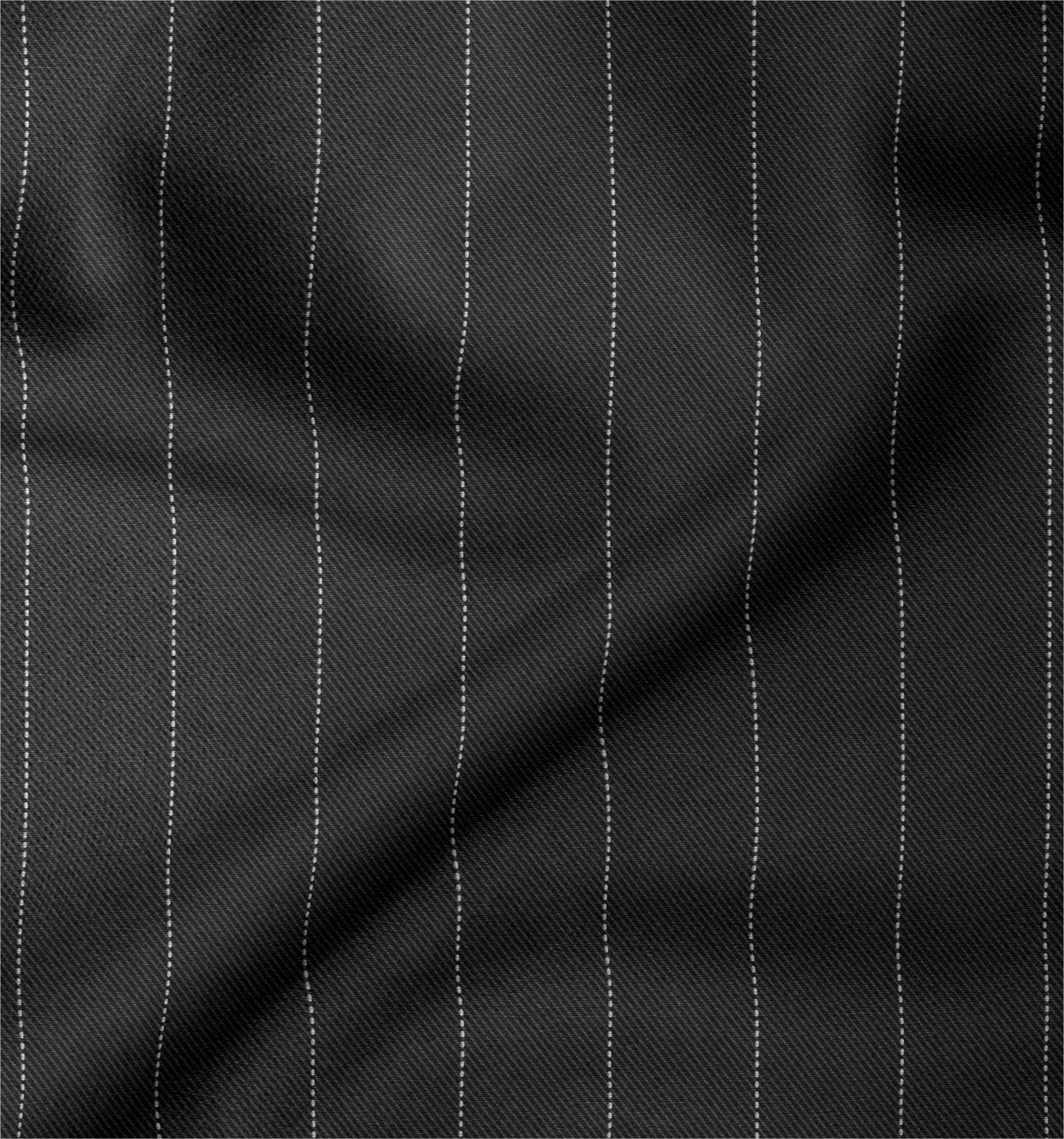 22 Carat White Gold Coated Pinstripes Black Fabric