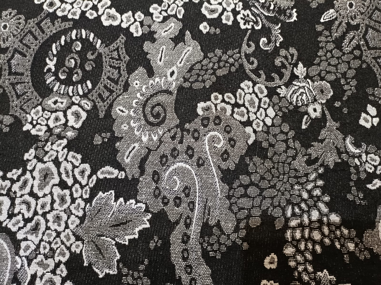 Poly cotton jacquard fabric woven in black and white ANPCT141